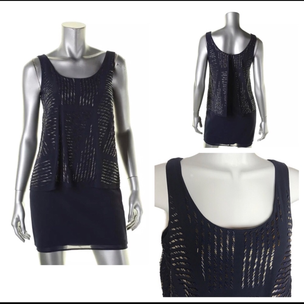 Laundry by Shelli Segal Blue Beaded Dress NWT